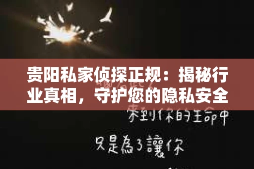 贵阳私家侦探正规：揭秘行业真相，守护您的隐私安全