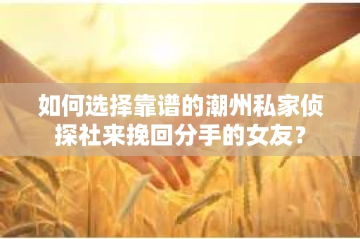 如何选择靠谱的潮州私家侦探社来挽回分手的女友？